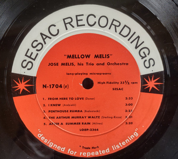 José Melis And His Orchestra - Mellow Melis - LP