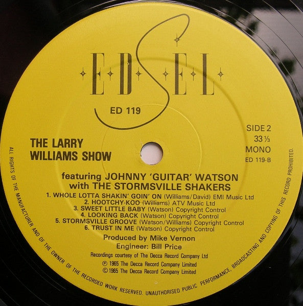The Larry Williams Show Featuring Johnny 'Guitar' Watson* With The Stormsville Shakers - The Larry Williams Show Featuring Johnny 'Guitar' Watson With The Stormsville Shakers - LP