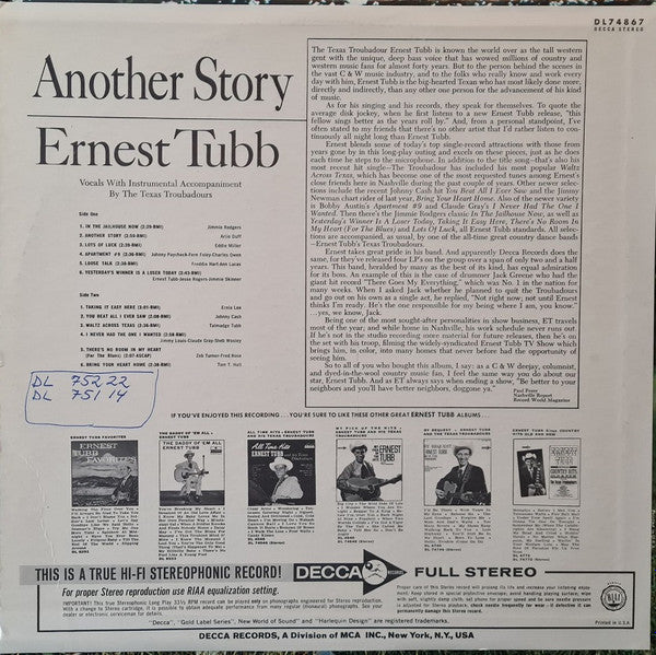 Ernest Tubb - Another Story - LP