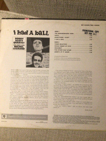 Bobby Scott Quartet With Guest Star Michel Legrand - I Had A Ball - LP