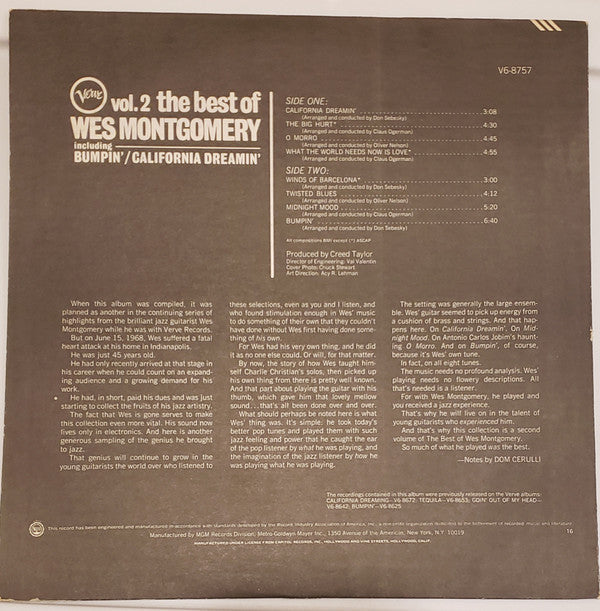 Wes Montgomery - The Best Of Wes Montgomery Vol. 2 - LP