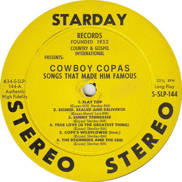 Cowboy Copas - Songs That Made Him Famous - LP