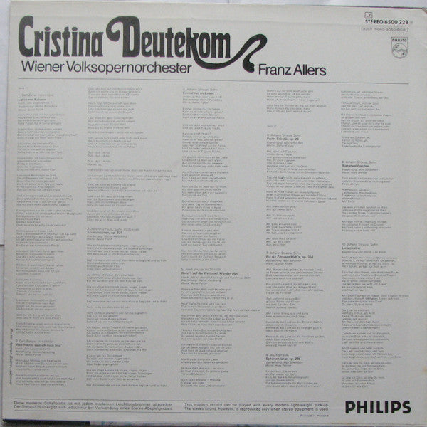 Cristina Deutekom, Wiener Volksopernorchester - Wiener Sphärenklänge - LP