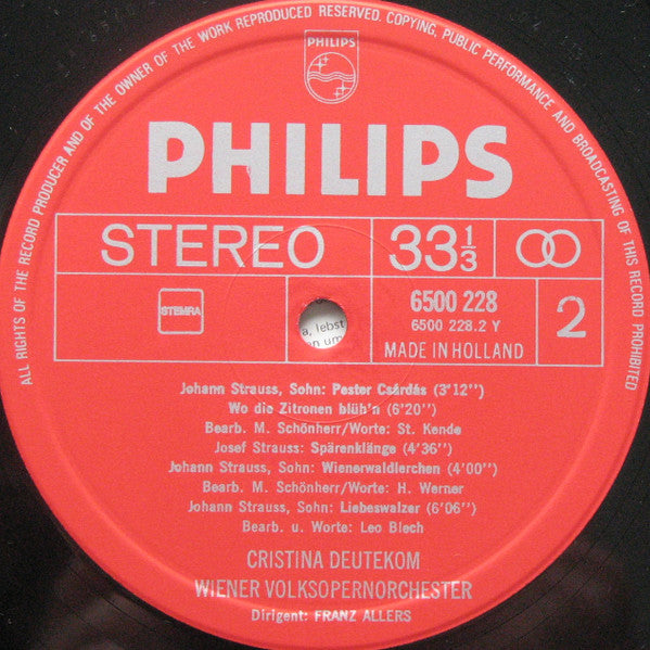 Cristina Deutekom, Wiener Volksopernorchester - Wiener Sphärenklänge - LP