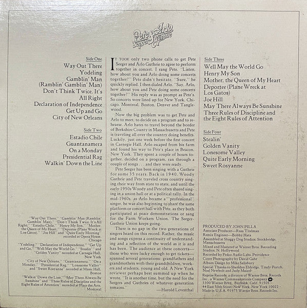 Pete Seeger & Arlo Guthrie - Pete Seeger & Arlo Guthrie Together In Concert - LP