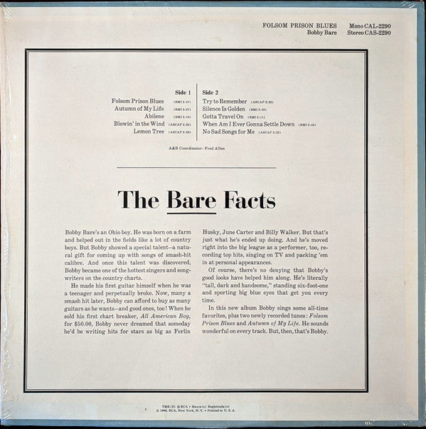 Bobby Bare - Folsom Prison Blues - LP