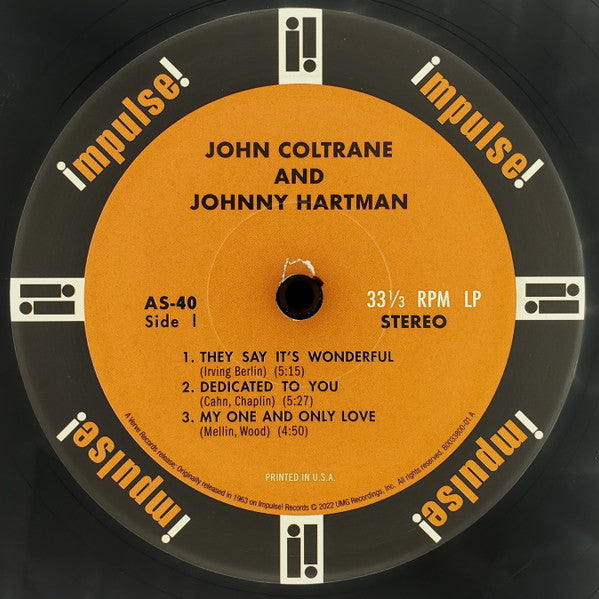 John Coltrane And Johnny Hartman - John Coltrane and Johnny Hartman - LP