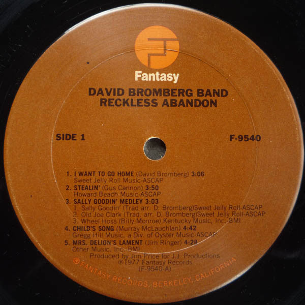 The David Bromberg Band* - Reckless Abandon - LP