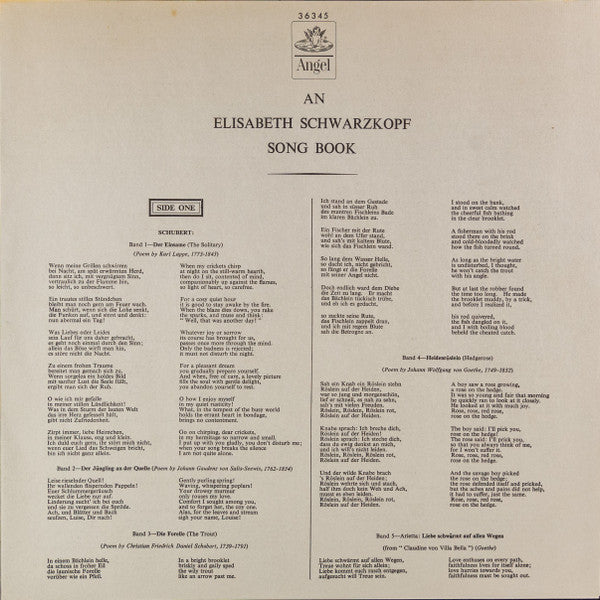 Elisabeth Schwarzkopf, Gerald Moore - An Elizabeth Schwarzkopf Song Book - LP
