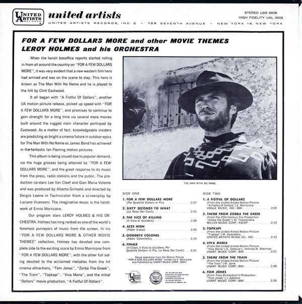LeRoy Holmes And His Orchestra* - For A Few Dollars More And Other Motion Picture Themes - LP