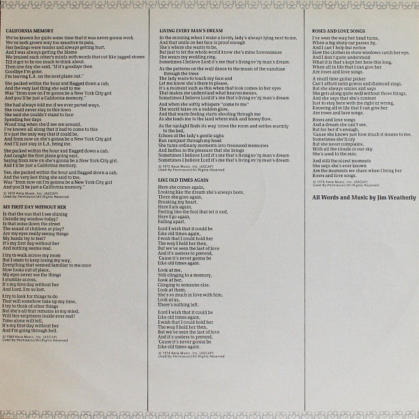 Jim Weatherly - The Songs Of Jim Weatherly - LP