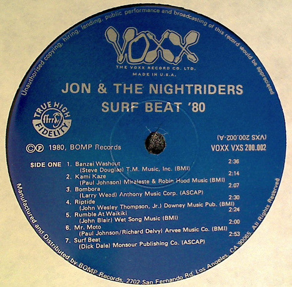 Jon & The Nightriders - Surf Beat '80