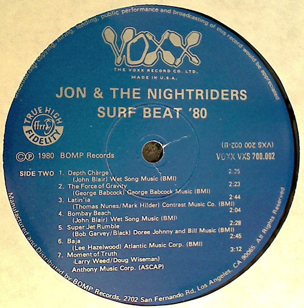 Jon & The Nightriders - Surf Beat '80