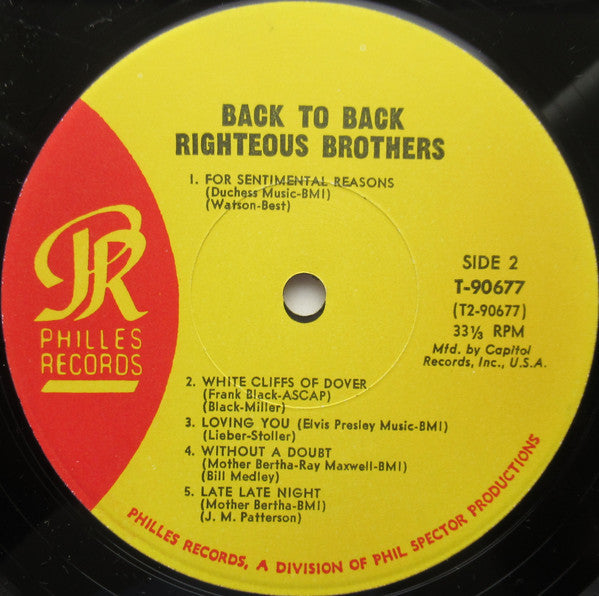 The Righteous Brothers - BACK TO BACK - LP