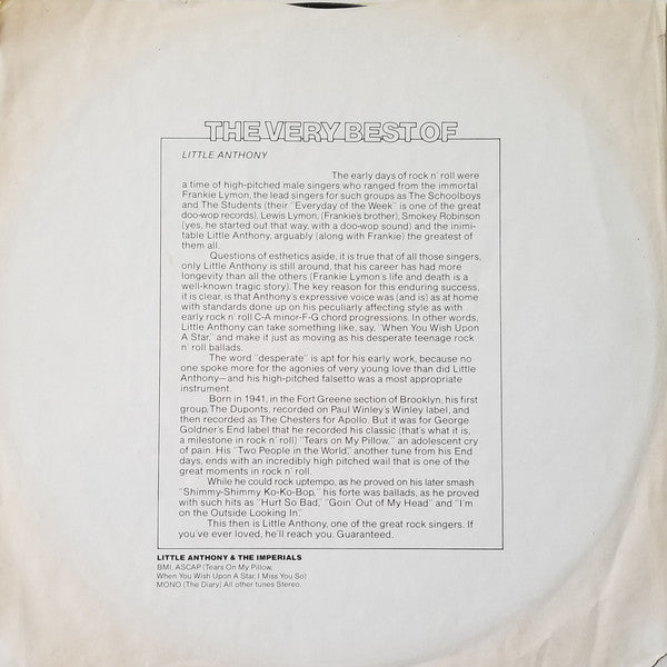 Little Anthony & The Imperials - The Very Best Of Little Anthony & The Imperials - LP