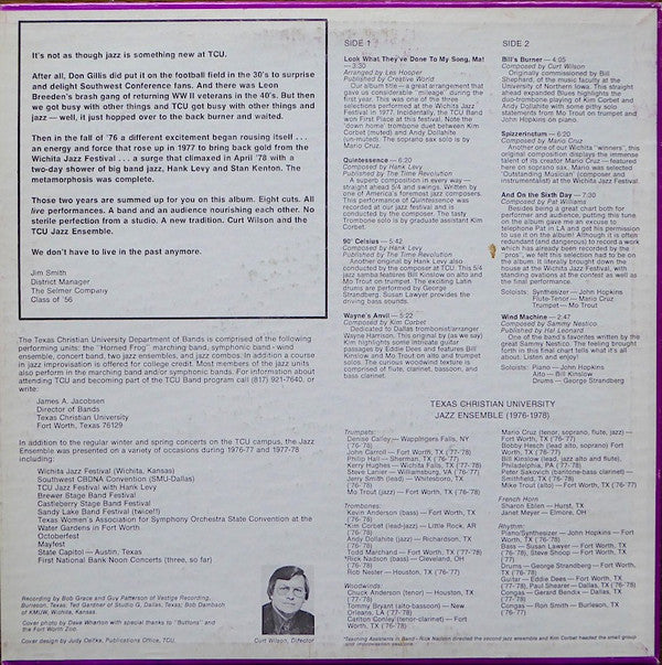 The Texas Christian University Jazz Ensemble - Look What They've Done To My Song Ma! - LP