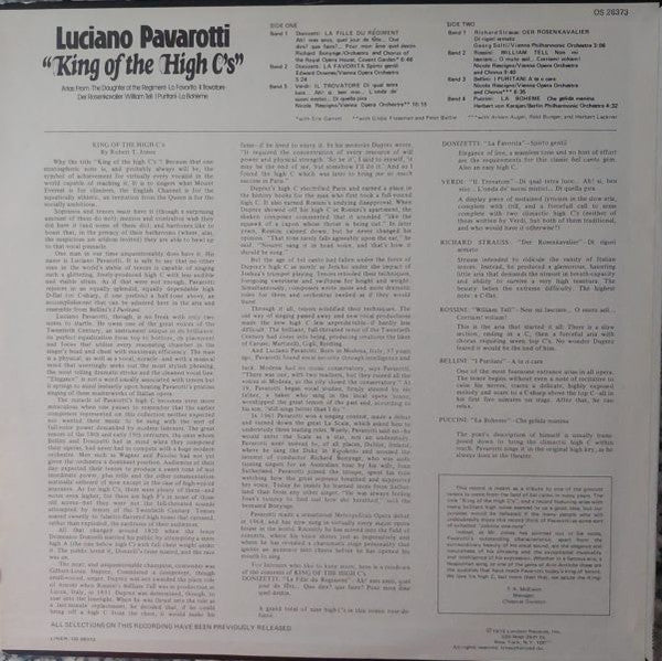 Luciano Pavarotti - King Of The High C's - LP