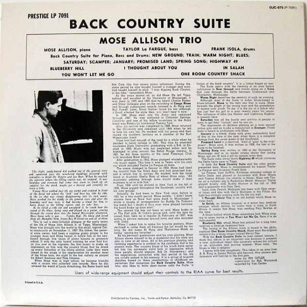Mose Allison - Back Country Suite For Piano, Bass And Drums - LP