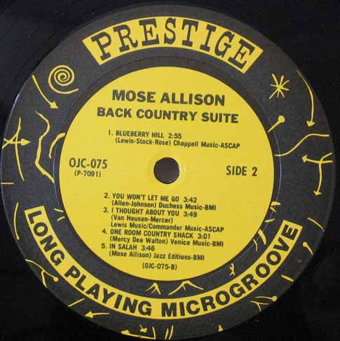 Mose Allison - Back Country Suite For Piano, Bass And Drums - LP