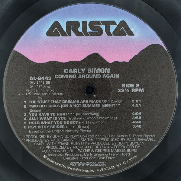Carly Simon - Coming Around Again - LP