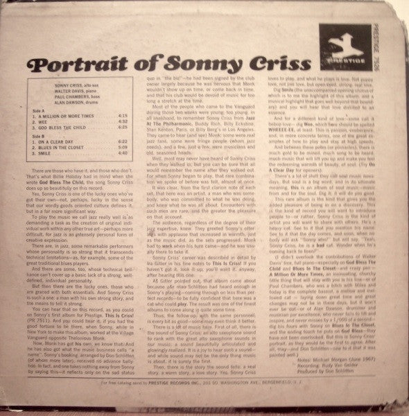 Sonny Criss - Portrait Of Sonny Criss - LP