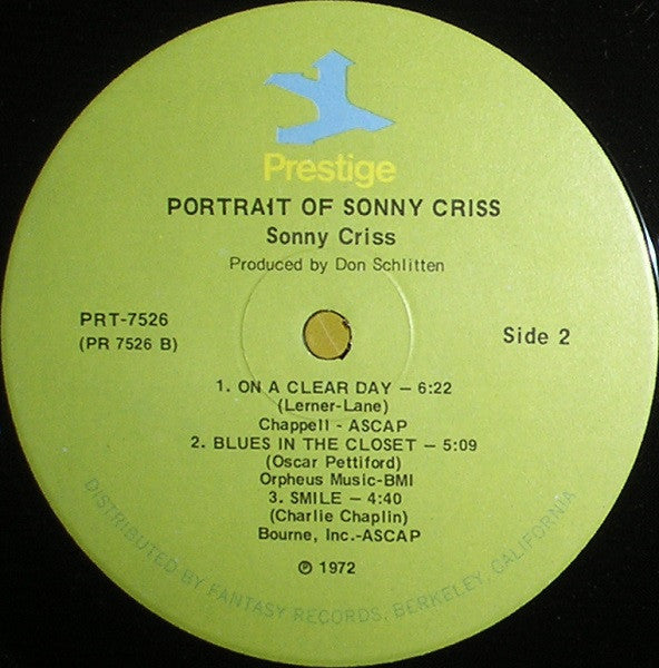 Sonny Criss - Portrait Of Sonny Criss - LP
