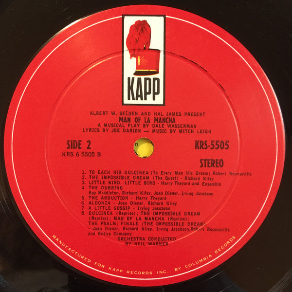 Original Cast*, Richard Kiley, Joan Diener, Irving Jacobson, Robert Rounseville, Ray Middleton - Man Of La Mancha - LP