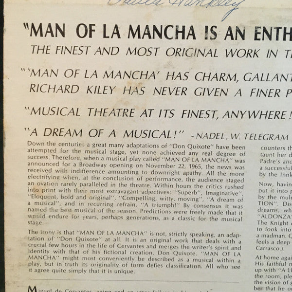 Original Cast*, Richard Kiley, Joan Diener, Irving Jacobson, Robert Rounseville, Ray Middleton - Man Of La Mancha - LP
