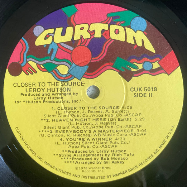 LeRoy Hutson - Closer To The Source - LP