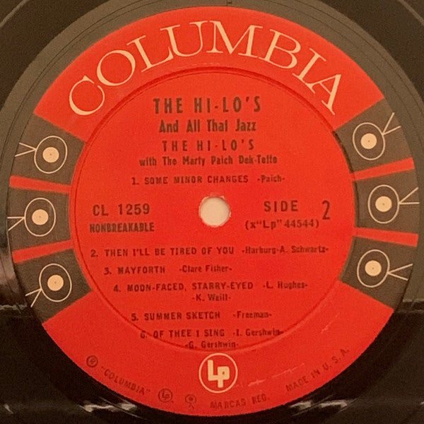 The Hi-Lo's With The Marty Paich Dek-Tette - The Hi-Lo's And All That Jazz - LP