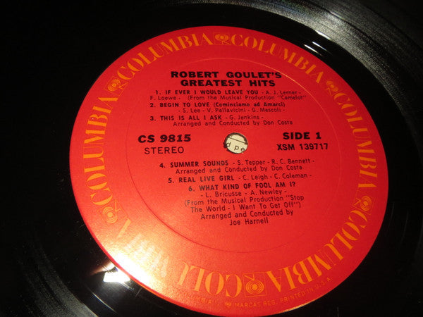 Robert Goulet - Robert Goulet's Greatest Hits - LP