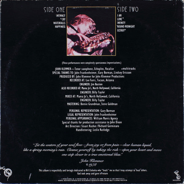 John Klemmer - Cry - LP