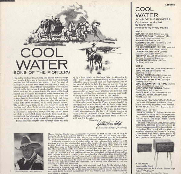 The Sons Of The Pioneers - Cool Water (And Seventeen Timeless Western Favorites) - LP