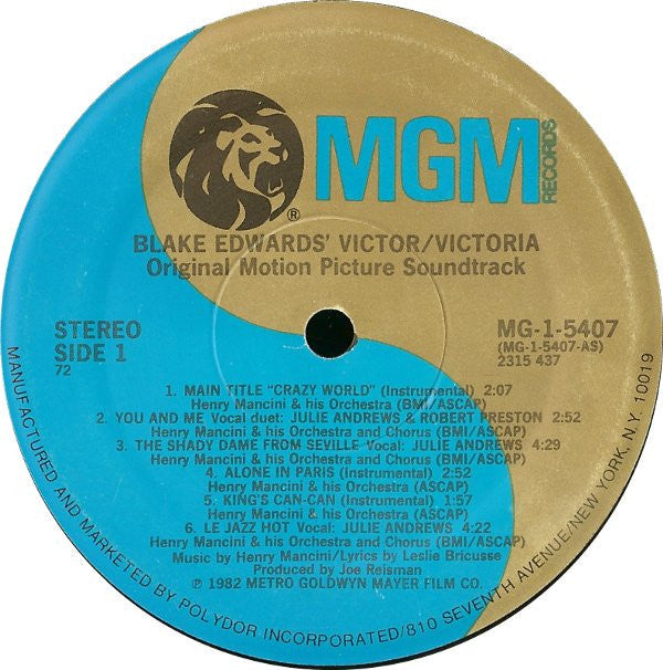 Henry Mancini & His Orchestra* - Blake Edwards' Victor/Victoria - LP