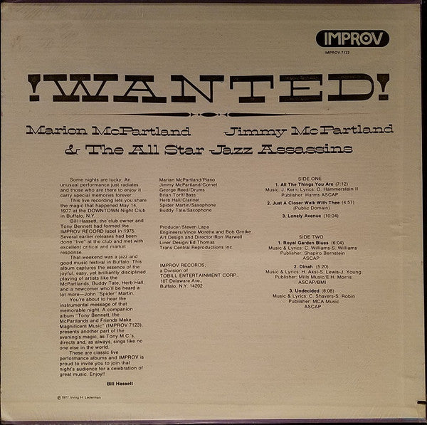 Marion McPartland*, Jimmy McPartland & The All Star Jazz Assassins - !Wanted! - LP