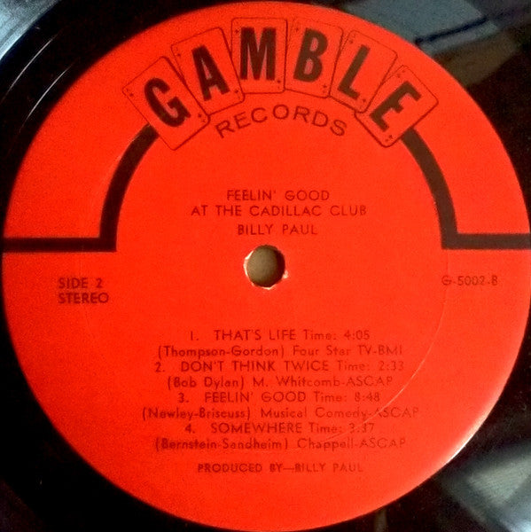 Billy Paul - Feelin' Good At The Cadillac Club - LP