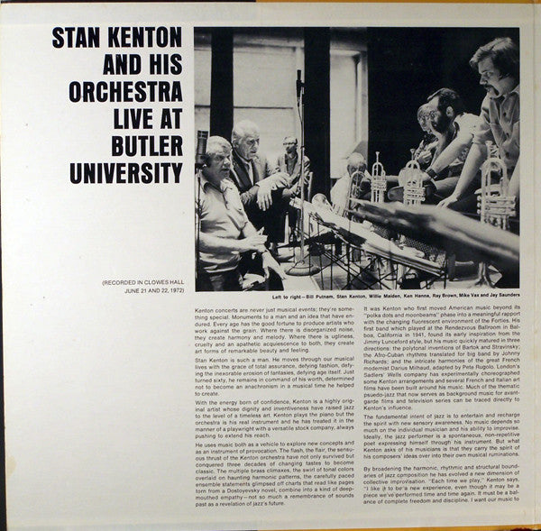 Stan Kenton And His Orchestra - Live At Butler University - LP