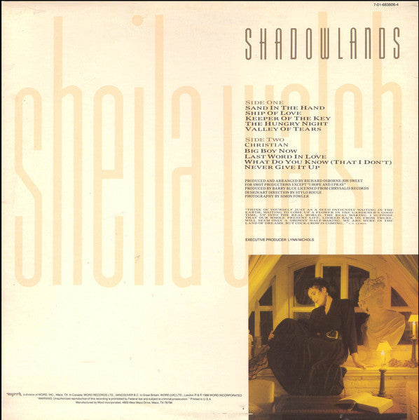 Sheila Walsh - Shadowlands - LP