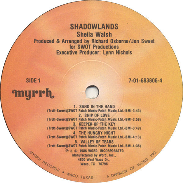 Sheila Walsh - Shadowlands - LP