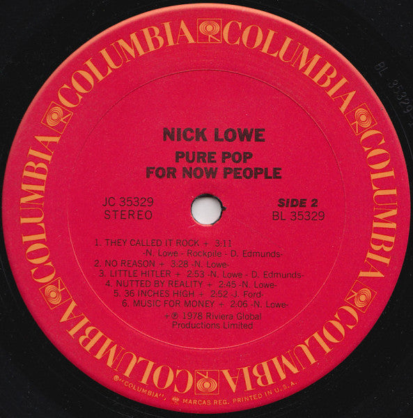 Nick Lowe - Pure Pop For Now People - LP