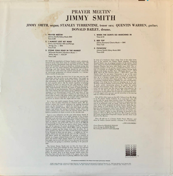 Jimmy Smith - Prayer Meetin' - LP