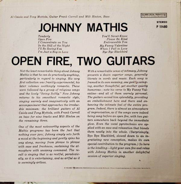 Johnny Mathis - Open Fire, Two Guitars - LP