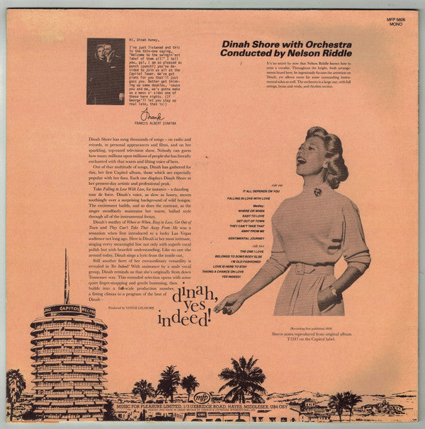 Dinah Shore - Dinah, Yes Indeed! - LP