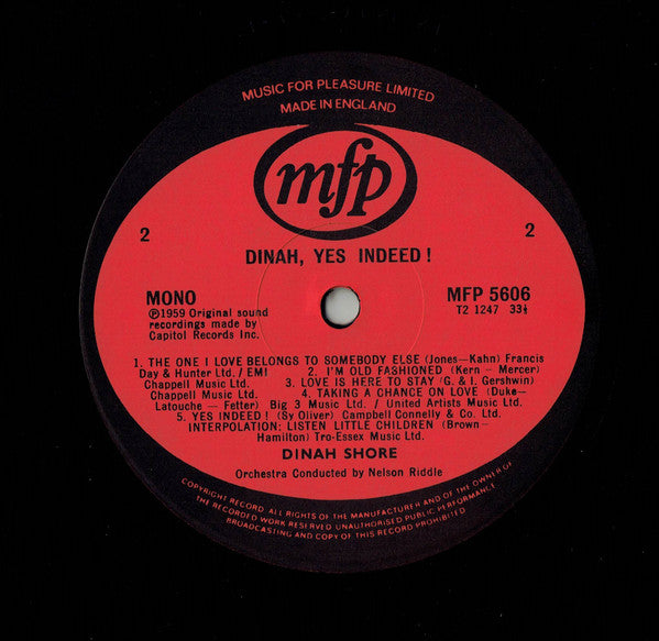 Dinah Shore - Dinah, Yes Indeed! - LP