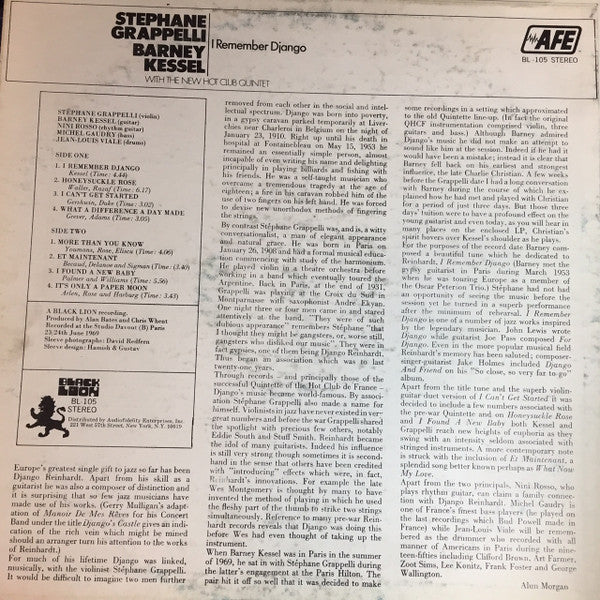 Stéphane Grappelli / Barney Kessel - I Remember Django - LP