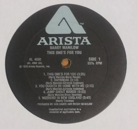 Barry Manilow - This One's For You - LP