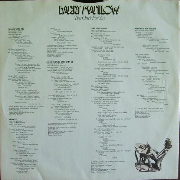 Barry Manilow - This One's For You - LP