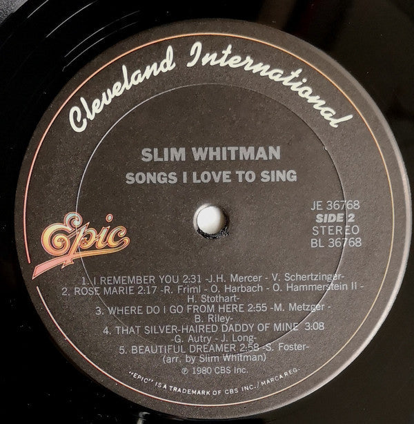 Slim Whitman - Songs I Love To Sing - LP