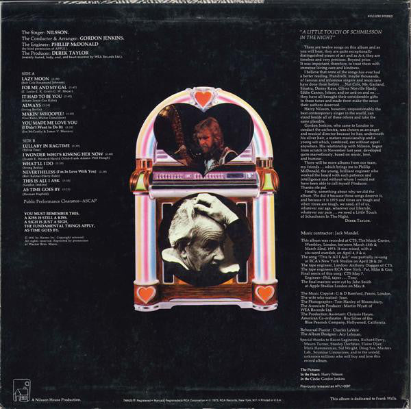 Harry Nilsson - A Little Touch Of Schmilsson In The Night - LP
