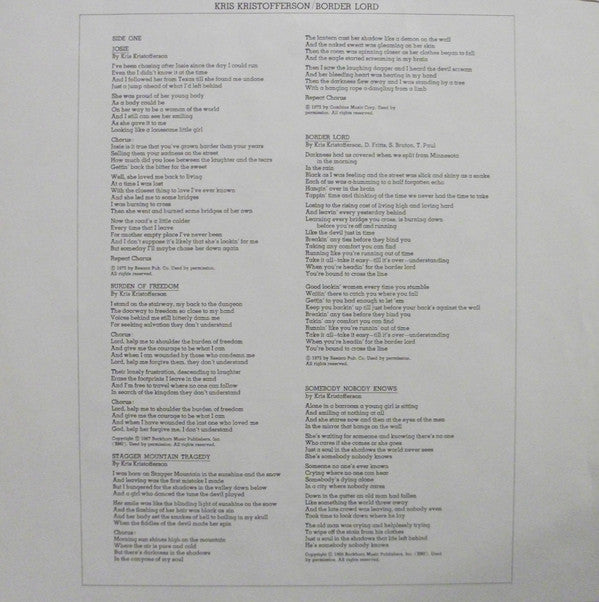 Kris Kristofferson - Border Lord - LP